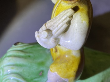 Three Chinese verte biscuit groups of Liu Hai on the toad, Kangxi