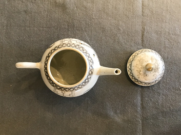 A Chinese grisaille 15-piece tea service with 'brothel' design, Yongzheng/Qianlong