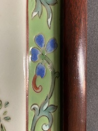 A Chinese square famille rose plaque, Qianlong/Jiaqing