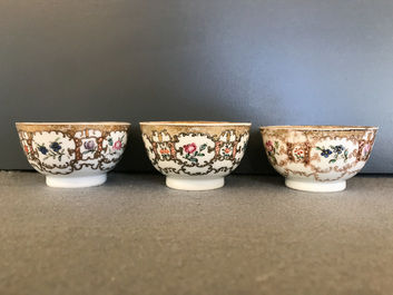 A Chinese famille rose and gilt part tea service, Qianlong