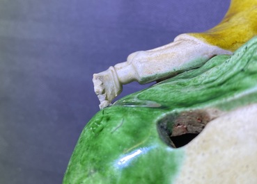 Three Chinese verte biscuit groups of Liu Hai on the toad, Kangxi