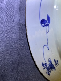 A Chinese blue and white dish with musicians in a garden, Kangxi