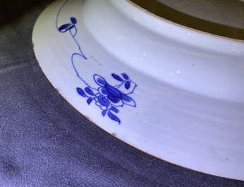 A Chinese blue and white dish with musicians in a garden, Kangxi