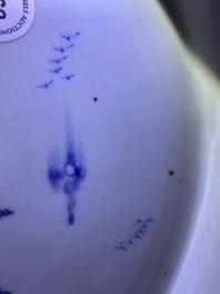 A Chinese blue and white 'river landscape' dish, Kangxi/Yongzheng