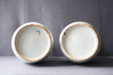 Two pairs of Chinese famille rose vases with ladies in a garden, 19/20th C.