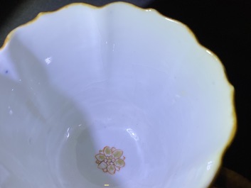 Eight Chinese famille rose cups and saucers, Yongzheng/Qianlong