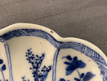 A Chinese blue and white leaf-shaped tray, Kangxi