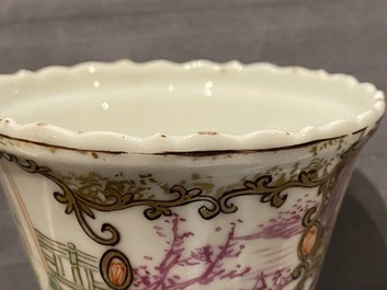 Eight Chinese famille rose cups and saucers, Yongzheng/Qianlong