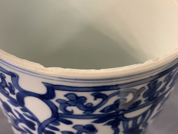 A Chinese blue and white beaker after a European silver model, Kangxi