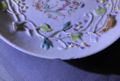 Eight Chinese famille rose cups and saucers, Yongzheng/Qianlong