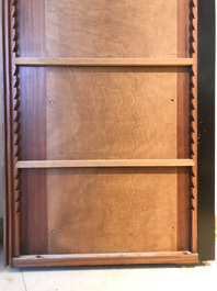 A Chinese wooden closet with 23 qianjiang cai plaques, 19/20th C.