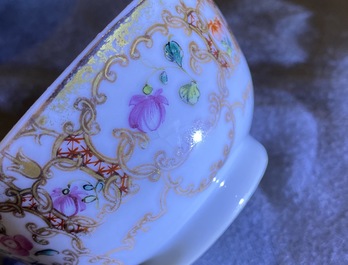 A Chinese famille rose and gilt part tea service, Qianlong