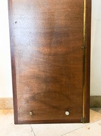 A Chinese wooden closet with 23 qianjiang cai plaques, 19/20th C.