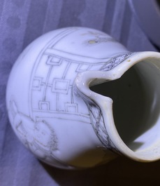 A Chinese grisaille 15-piece tea service with 'brothel' design, Yongzheng/Qianlong