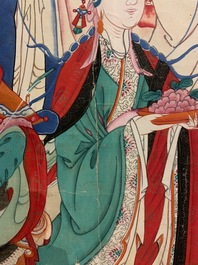 Ecole chinoise, encre et couleurs sur papier, Qing: 'Dieux en ciel'