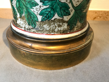 A pair of large bronze-mounted Chinese famille rose vases, 19th C.