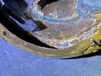 Une figure de Tara en bronze dor&eacute; incrust&eacute; de corail et turquoise, Sino-Tibet, 18&egrave;me