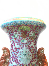 A large Chinese famille rose vase, 19th C.