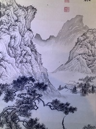 Chinese school, signed Wu Hufan (1894-1968), ink on paper: 'Mountain landscape'