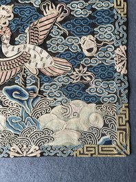 Un badge de mandarin &agrave; d&eacute;cor d'une grue, Chine, Qianlong/Jiaqing