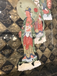 Ecole chinoise, encre et couleurs sur papier, Qing: 'Les guardiens du Bouddhisme'