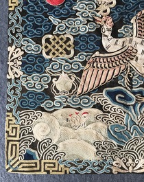 Un badge de mandarin &agrave; d&eacute;cor d'une grue, Chine, Qianlong/Jiaqing