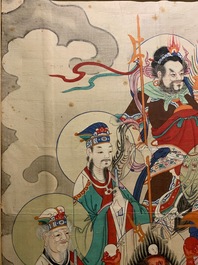 Ecole chinoise, encre et couleurs sur papier, Qing: 'Dieux en ciel'