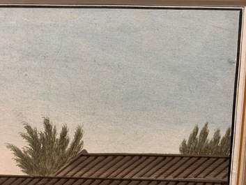 Chinese school, Canton, watercolour on paper, 19th C.: Four tea production scenes