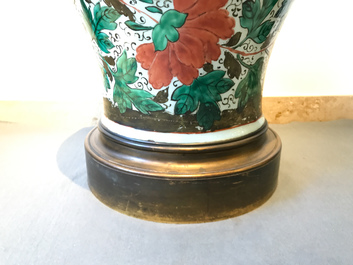 A pair of large bronze-mounted Chinese famille rose vases, 19th C.
