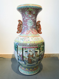 A large Chinese famille rose vase, 19th C.