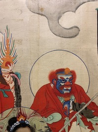 Ecole chinoise, encre et couleurs sur papier, Qing: 'Dieux en ciel'