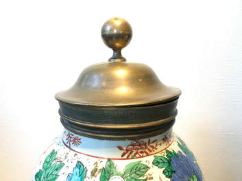 A pair of large bronze-mounted Chinese famille rose vases, 19th C.