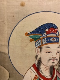 Ecole chinoise, encre et couleurs sur papier, Qing: 'Dieux en ciel'