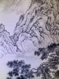 Chinese school, signed Wu Hufan (1894-1968), ink on paper: 'Mountain landscape'