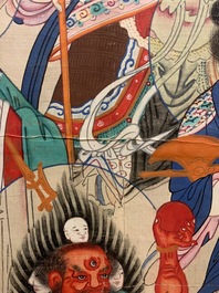 Ecole chinoise, encre et couleurs sur papier, Qing: 'Dieux en ciel'