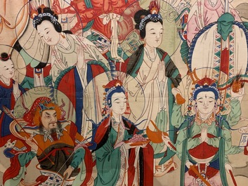 Ecole chinoise, encre et couleurs sur papier, Qing: 'Dieux en ciel'