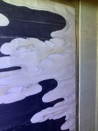 Ecole chinoise, encre et couleurs sur papier, Qing: 'Les guardiens du Bouddhisme'