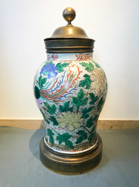 A pair of large bronze-mounted Chinese famille rose vases, 19th C.