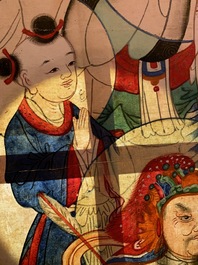 Ecole chinoise, encre et couleurs sur papier, Qing: 'Dieux en ciel'