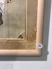 Ecole chinoise, encre et couleurs sur papier, Qing: 'Guerriers et saints en ciel'