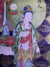 Ecole chinoise, encre et couleurs sur papier, Qing: 'Les guardiens du Bouddhisme'