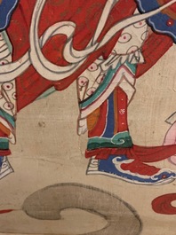 Ecole chinoise, encre et couleurs sur papier, Qing: 'Dieux en ciel'