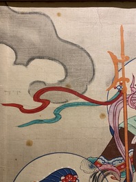 Ecole chinoise, encre et couleurs sur papier, Qing: 'Dieux en ciel'