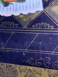 Ecole chinoise, encre et couleurs sur papier, Qing: 'Les guardiens du Bouddhisme'