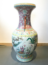 A large Chinese famille rose vase, 19th C.