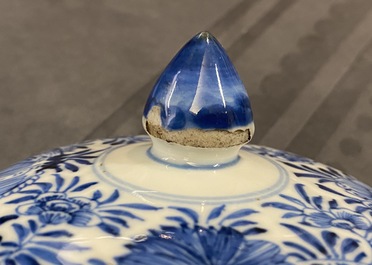 A Chinese blue and white beaker with cover, Kangxi