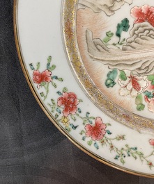 A fine Chinese famille rose plate with two pheasants, Yongzheng