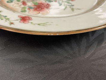 A fine Chinese famille rose plate with two pheasants, Yongzheng