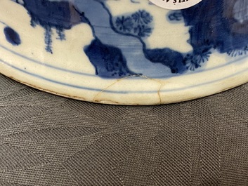 A Chinese blue and white 'Ode to the red cliffs' bowl, Transitional period