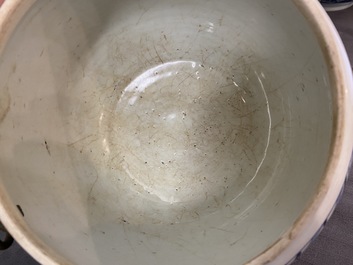 A Chinese blue and white bronze-mounted bowl, Kangxi
